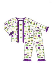 Clothing Sets Fashion Boutique Baby Ruffled Pyjamas For Boys And Girls Purple Matching Jumpsuit Born Children's Clothes Set