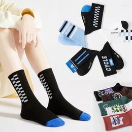 Women Socks Couple Running Mid-calf Men's And Women's Letter Sports Cute Colour Matching Student Stockings 5 Pairs