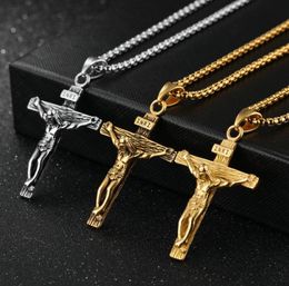 new fashion accessory Jesus cross titanium steel necklace men039s pendant necklace religious faith pure steel with chain8936155