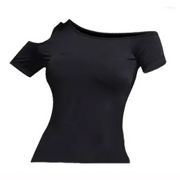 Stage Wear Square Dance Clothes Short-sleeved Tops For All Seasons 2024 Latin Slim Off-shoulder Fitness Women