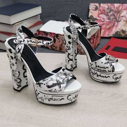 Designers Sandals heels shoes Fashion Printing decorationhigh heeled 35-43