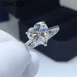 Cluster Rings GIAOQI Original Platinum Plated 925 Silver Diamond Test Past 3 Ct D Colour Heart Moissanite Forver Love Ring Princess Jewellery