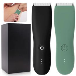 Body Hair Trimmer Shaver for Men Ball Groin Pubic Replaceable Ceramic Blade Groomer Electric Razor Waterproof Clippe 240516