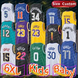 Infant Toddler Kids Big Size 5XL Baby Jerseys Wembanyama Edwards Brunson Curry Jokic Tatum James Irving Embiid Butler Doncic Morant Durant Antetokounmpo 6XL