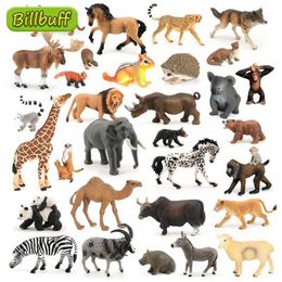 Novelty Games 2021 Wild Jungle Zoo Animals Model ABS Action Figures Wolf Bear Hippo Chimpanzees Horse Model Educational toys for children Gift Y240521