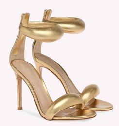 Luxury Designer Womens Rossis Bijoux Sandals Shoes Bubble Front Strap Gold Nude Black Calf High Heel Sandal Party Wedding Gladiator Sandalias Shoe Sexy Lady Pumps