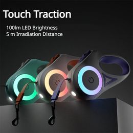 Streamer Led Lights Dog Leash Automatic Extending Nylon Leash Leads Premium Durable Pet Walking Leads Traction Rope Pet Products 240518