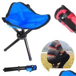 Camp Furniture Folding 3 Legs Fishing Chairs Travel Chair Portable Outdoor Cam Tripod Carts Garden Stool For Picnic Trips Beach Drop D Dh19G