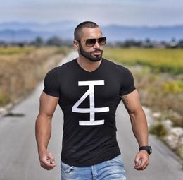 Brand MenS T Shirt Fitness and Bodybuilding Short Sleeve T Shirts Fashion Leisure Muscle Men Slim Fit Personality Tees Tops4670591