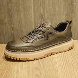 Casual Shoes High Quality Brand Thick Soled Wear-resistant Men's Sports Simple Workwear Height Increase Real Leather