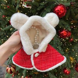 Dog Apparel Winter Christmas Fleece Pet Dogs Clothes Warm Cute Hooded Cape Bear Ears Hat For Small Medium Chihuahua Yorkshire