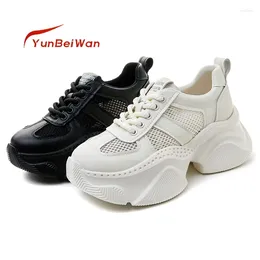 Casual Shoes Running Women 2024 Summer Leather Thick Bottom Mesh Breathable Lightweight Sneakers Trend