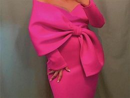 Women Long Party Dresses Bare Shoulder Big Bow Large Size Slim Bodycon Dresses Celebrity Birthday Dinner Occasion Gowns 3XL 2204258184371