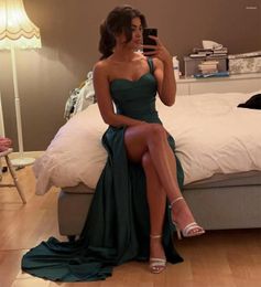Party Dresses Simple Long Side Slit Satin Evening Mermaid Sweetheart Green Abendkleider Custom Made Prom Gown