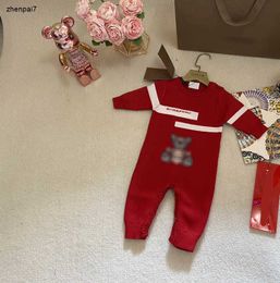 Top infant jumpsuits Joyful Red boys girls Knitted set Size 59-90 Doll Bear Pattern newborn baby Crawling suit Jan10