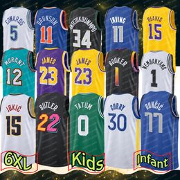 Infant Toddler Kids Big Size 4XL Jerseys Edwards Brunson Curry Jokic Wembanyama Tatum 2 Shai James Irving Embiid Butler Doncic Morant 6XL 0 1 23 24 77 12 5