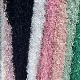 Feather Tassel Fabric Chemical Fiber Plush Mesh Fabric DIY Dress Skirt Designer Fabric By the yard 240511