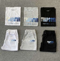 Mens T Shirts Womens Trapstar White Blue Towel Embroidery Short Sleeve Shorts Set Spring Summer Fashion Streetwear T-shirt 6623ess