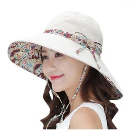 Wide Brim Hats Summer Sun Protection Folding Flower Hat For Women Cap Ladies Beach Visor Girl Holiday UV