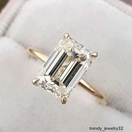 Wedding Rings Sterling Sier Yellow Gold Engagement Emerald Cut Ring Simulated Diamond Wedding Sier Bridal Rings Women Jewelry Lover 231121