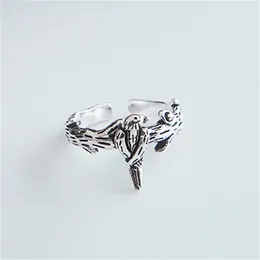 Cluster Rings Silver Colour Ring Bird Vintage Cute Hand Jewellery European And American Lucky Women's Mahjong Wholesale