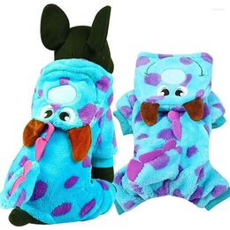 Dog Apparel Cat Costume Soft Coral Fleece Material Jumpsuit Winter Warm Puppy Clothes With Hat Coat Hoodie For Teddy Pet Plush Outfit