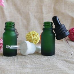 Storage Bottles Frost Green Glass 10ml Dropper Bottle Essential Oil Perfume Liquid Pipette Refillable Empty Container 10pcs