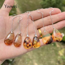 Floral Amber Earrings for Women 925 Sterling Silver Gorgeous Dangling Stud Earrings Baltic Unique Amber Jewelry Factory 240520