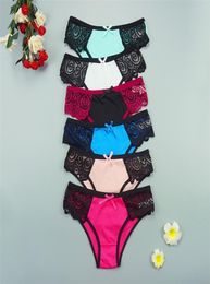 Lace Cotton Briefs Women Panties 6Pcslots Sexy Intimate Underwear Lingerie Breathable Woman Bow Panty MXL Whole Knickers 2203975711