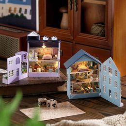 Diy Mini Dollhouse With Furniture Light Wooden Doll House Casa Miniature Items maison Children Girl Boy For Toys Birthday Gifts