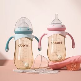 Oberni Anti-fall PPSU Anti Colic breast-like baby milk feeding bottle with handle straw bottles for babies boys and girls 240521