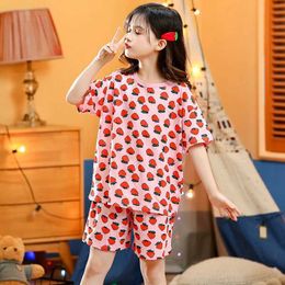 Clothing Sets Kids Sets Summer Tops +shorts Pajamas for Children Cotton Boys Sleepwear Baby Pyjamas Short Sleeves Girl Sets Nightwear Y2405201WIL