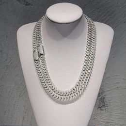 Hot Sale Product Fine Jewelry Necklace 10mm 12mm Hip Hop Iced Out 2 Row Diamond Moissanite Cuban Link Chains