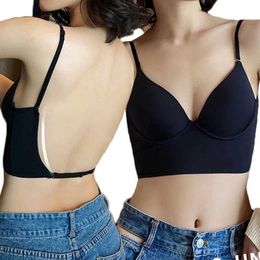 Women's Tanks Camis Sexy and Beautiful Back Bra Womens Seamless Bra Underwear with Pads Fitness Yoga Bralette Womens Wireless Tank Top Solid Colour Underwear d240521