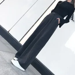 Women's Pants Large Size Woollen Wide Leg For Women In Autumn And Winter 2024 High Waisted Straight Tube Casual Loose Floor