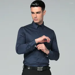 Men's Dress Shirts High Quality 2024 Brands Regular Fit For Men Business Long Sleeve Cufflink Cotton Solid Color Camisas De Hombre
