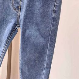 Children Tight-fitting Pure Colour Spring Autumn New Girl Fashion Middle Big Kid High-waisted All-match Stretch Jeans