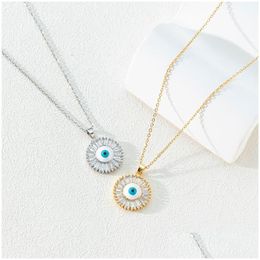 Pendant Necklaces Fashion Jewelry Gold Plated Round Zircon Evil Eye Necklace For Women Blue Eyes Choker Drop Delivery Pendant Dhgarden Dhxpn