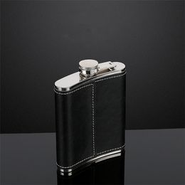 Drinkware PU Leather Hip Flask 5-9 oz Portable Stainless steel wine pot Outdoor Premium Wine Bottle LT307