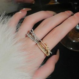 Cluster Rings Luxury Exquisite Gold Color Pearl Bow Open Ring For Women Girls Finger True Plated Fashion Adjusted Jewelry