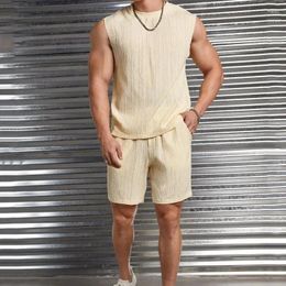 Men's Tracksuits Mens Sleeveless Tank Top Split Pants Shorts Two Piece Solid Color Sports And Casual Set For Men