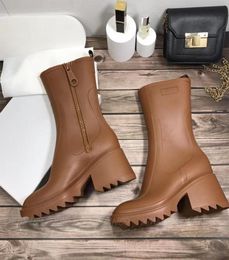 Women Boots Fashion Designers Thick Heel RAIN BOOT In PVC 2022 Latest Classic Solid Colour Zipper Casual Shoes High Quality Leather2151463