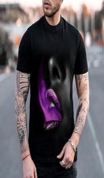 Red lip printing men's 3D printing T-shirt visual impact party top streetwear punk gothic round neck high quality Aman muscle style short sleeves3041066
