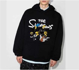 Simpson character letter loose cotton autumn Hooded Sweater men039s women039s same collarless hat Pullover9086426