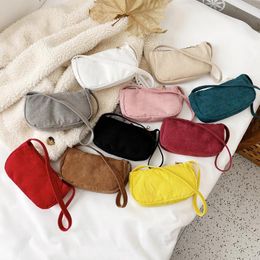 Shoulder Bags Autumn Winter Fashion Corduroy Handbag Totes Women Solid Colour Underarm Casual Travel Street Purse For Trend