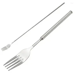 Forks Stainless Steel Extendable Fork Dinner Fruit Dessert Long Cutlery BBQ Kitchen Accessories Tools