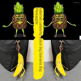 Keychains With Music Big Banana Voice Keychain Doll Magic Singing Plush Pineapple Pendant Funny Toys