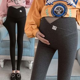 Across V Belly Cotton Maternity Skinny Legging Spring Casual Pencil Pants Clothes for Pregnant Women Autumn Pregnancy Tights L2405