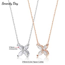 Serenity 12cttw 36mm Marquise Cut All Necklace For Women S925 Silver 4 Stones Horse Eye Diamond Pendant 240515