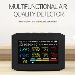 In 1 Gas Detector Air Quality Tester Co2 Pm2.5 Formaldehyde Tvoc Temperature Humidity Co Monitor Alarm Clock For Home Use